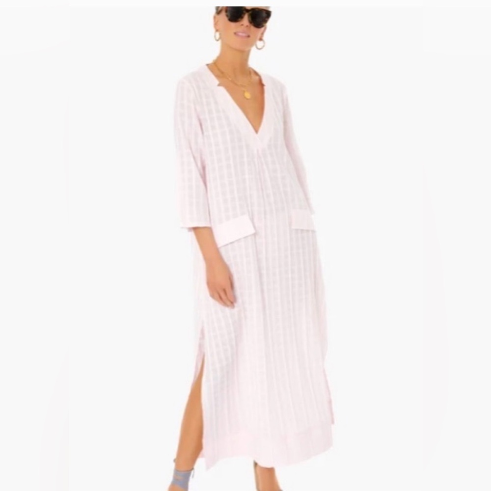 TUCKERNUCK Pomander Place 100% Cotton Pink Carolina Caftan Dress